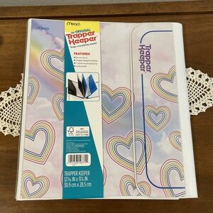 MEAD Trapper Keeper Binder 80s Retro Rainbow Hearts Design Series - NEW s2